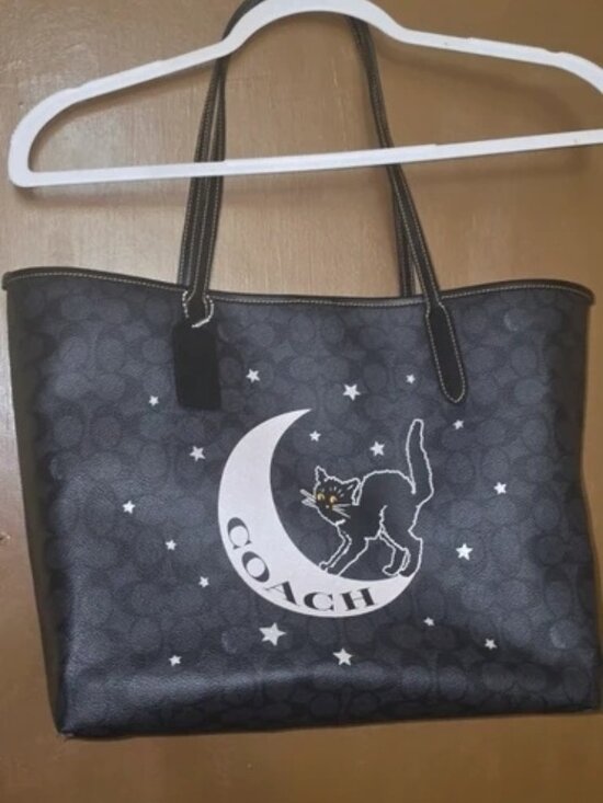 Coach Handbags - COACH Halloween Black Cat Moon Signature City Tote Bag